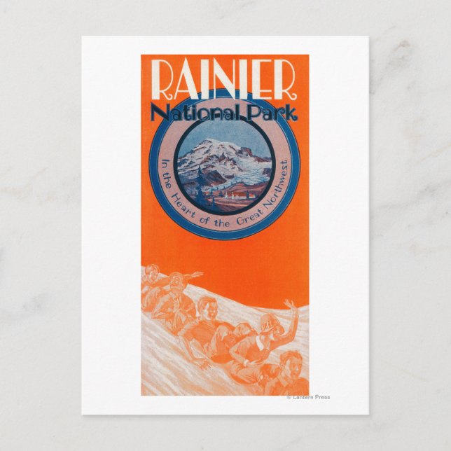 Postal Poster Mount Rainier - Sledding (Anverso)