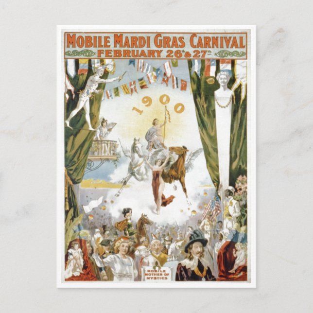 Postal Poster móvil Mardi Gras1900 (Anverso)