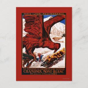 Postal Poster olímpico de 1924 juegos del invierno