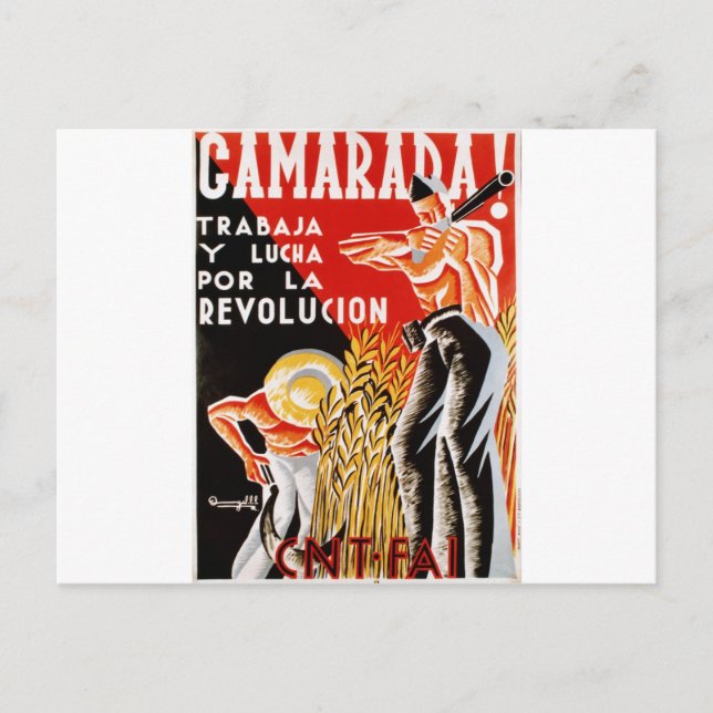 Postal Poster original de la guerra civil española CNT-FA (Anverso)