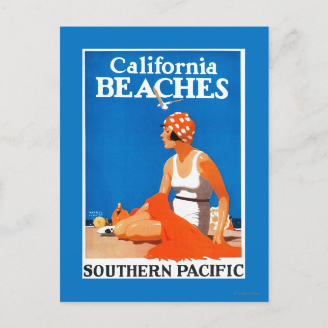 Postal Poster promocional de playas de California (Anverso)