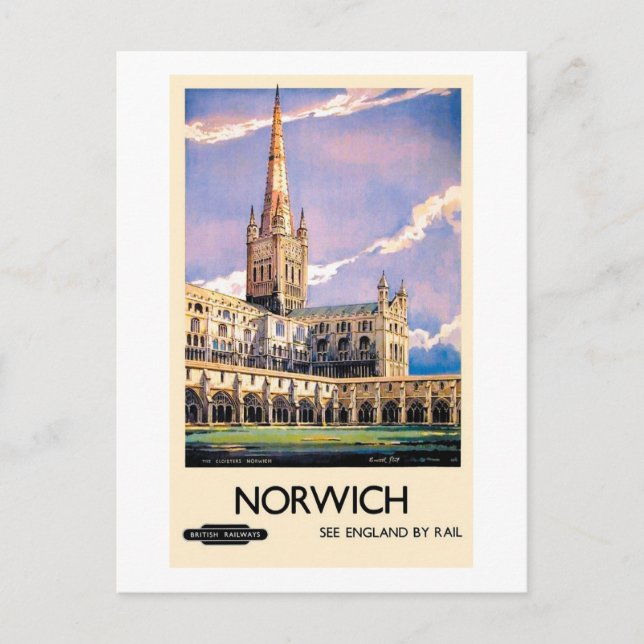 Postal Poster publicitario de Norwich Train (Anverso)