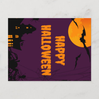 Postal Poster Purple Happy Halloween