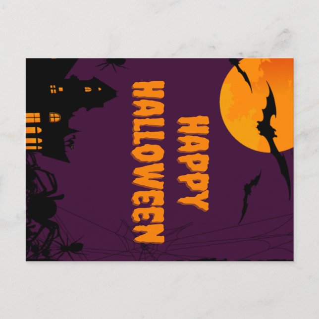 Postal Poster Purple Happy Halloween (Anverso)