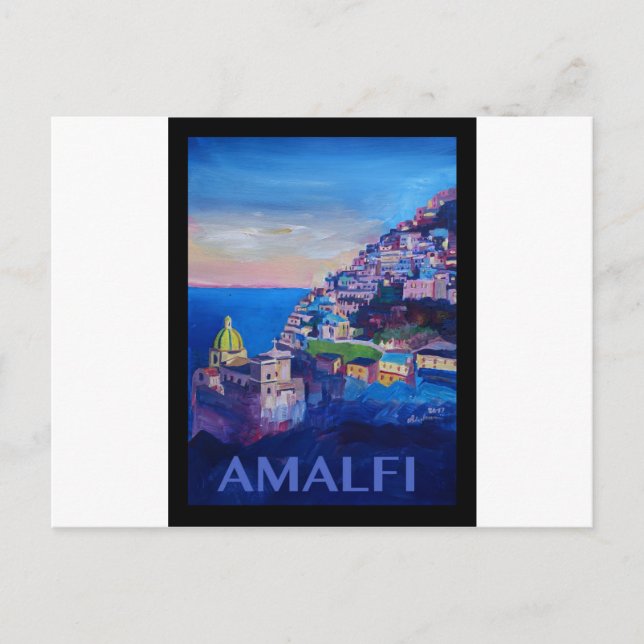 Postal Poster Retro Amalfi Costa italia (Anverso)