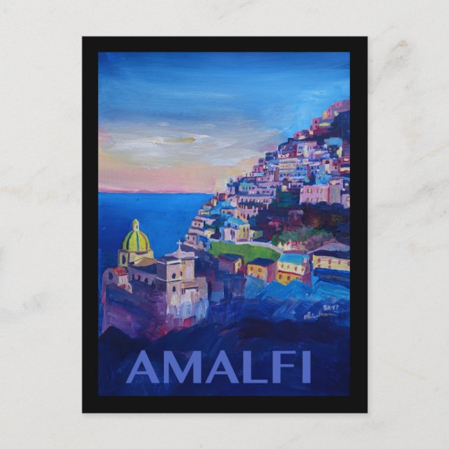 Postal Poster Retro Amalfi Costa italia (Anverso)