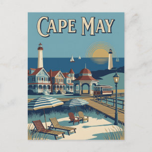 Postal Póster retro de Cape May Nueva Jersey victoriano c