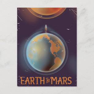 Postal Póster retro de ciencia ficción de la Tierra a Mar