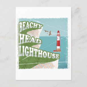 Postal Poster retro de faro de cabeza de playa