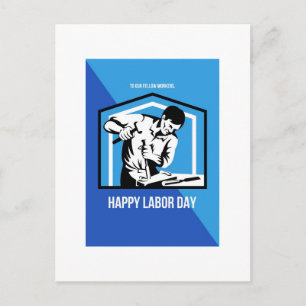 Postal Poster retro de fuerza laboral feliz Día del Traba