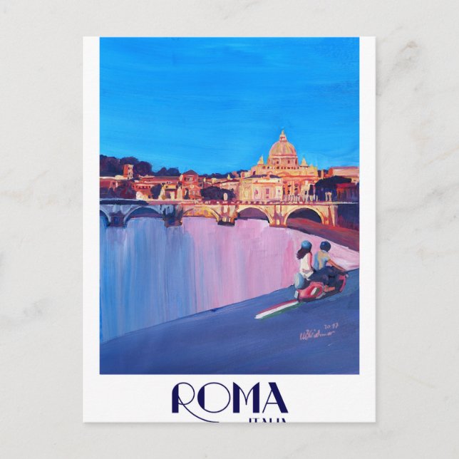 Postal Poster retro de Roma Italia (Anverso)