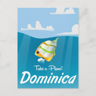 Postal Póster retro de viaje a Dominica.