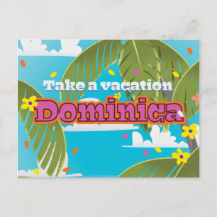 Postal Póster retro de viaje a Dominica.