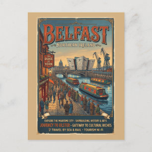Postal Póster Retro de Viaje Belfast Irlanda del Norte
