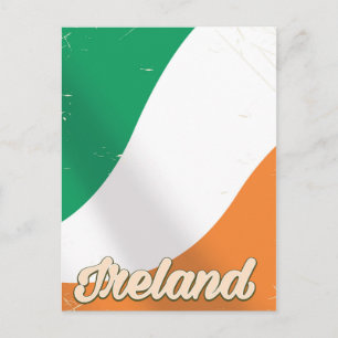 Postal Póster retro de viaje de la bandera nacional de Ir