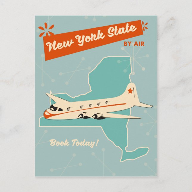Postal Poster retro del estado de Nueva York. (Anverso)