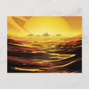 Postal Póster Retro Espacial - La luna más grande de Satu