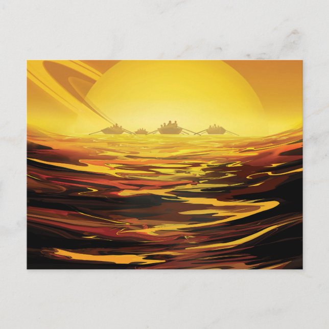 Postal Póster Retro Espacial - La luna más grande de Satu (Anverso)