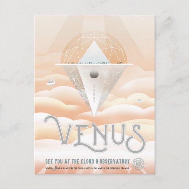 Postal Póster Retro Espacial - Observatorio En El Sistema (Anverso)