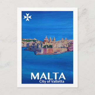 Postal Poster Retro Malta Valeta - Ciudad de los Caballer