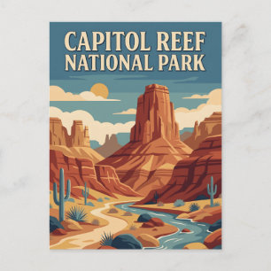 Postal Póster Retro Vintage Capitol Reef Utah Canyons