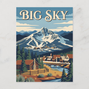 Postal Póster Retro Vintage de Big Sky Montana Alpino