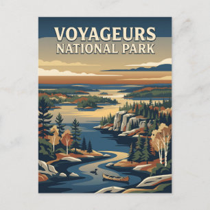 Postal Póster Retro Vintage de Lagos de Minnesota de Voya