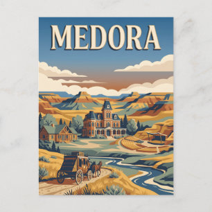 Postal Póster Retro Vintage de Medora North Dakota Badlan