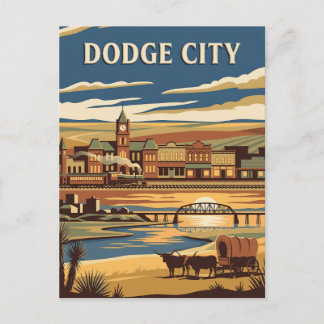 Postal Póster Retro Vintage del Viejo Oeste de Dodge City