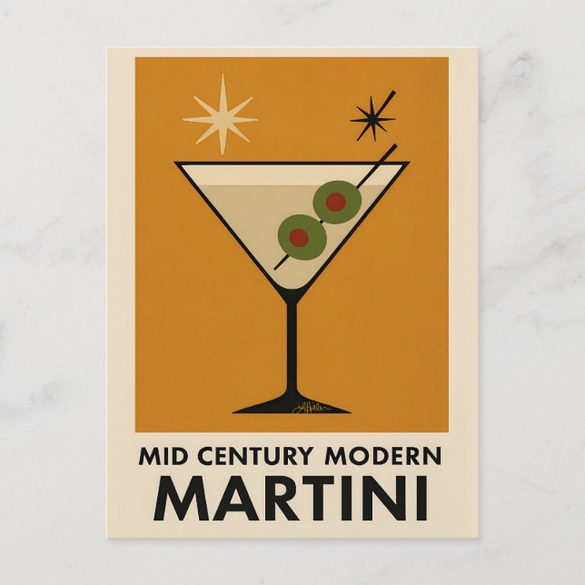 Postal Poster Style Mid Century Modern Martini (Anverso)