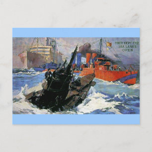 Postal Poster Submarino de Buques Marinos de Guerra