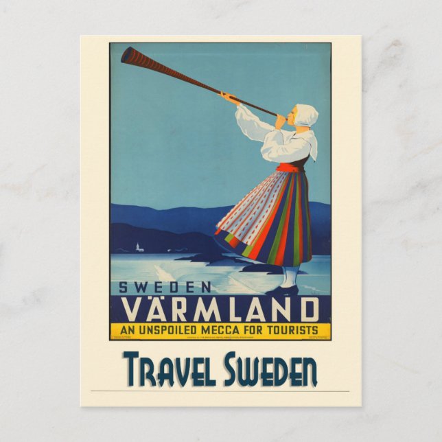 Postal Poster Sueco de Viajes Vintage (Anverso)