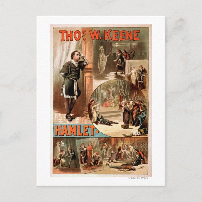 Postal Poster teatral William Shakespeare "Hamlet" (Anverso)