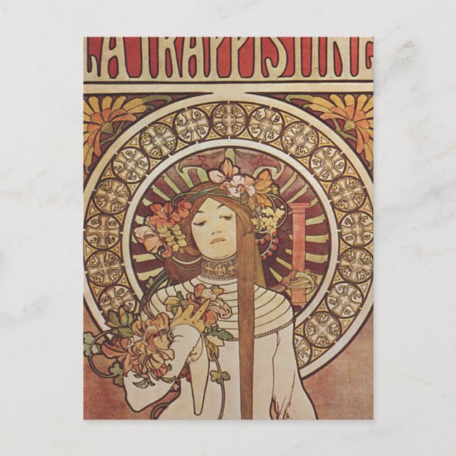 Postal Póster vintage de Alfonse Mucha Trappistine Nouvea (Anverso)