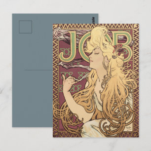 Postal Póster vintage de Alphonse Mucha Art Nouveau Job