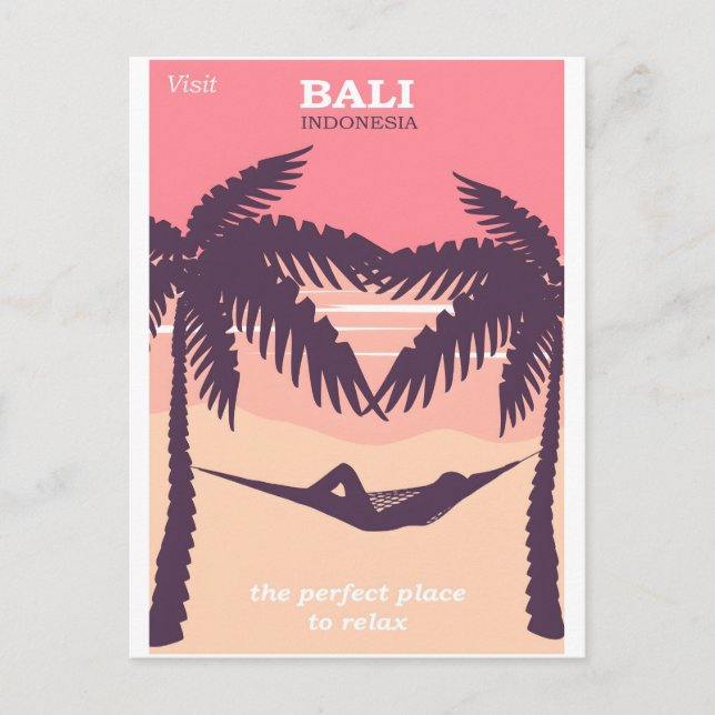 Postal Póster vintage de Bali Indonesia (Anverso)