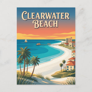 Postal Póster vintage de Clearwater Beach Florida Costa d