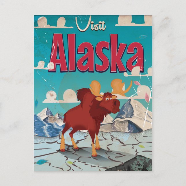 Postal Póster vintage de dibujos animados de visita a Ala (Anverso)