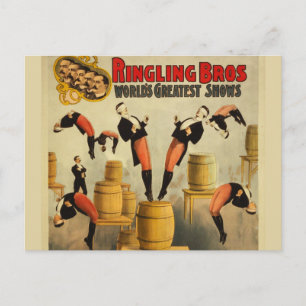 Postal Póster vintage de espectáculo secundario de circo