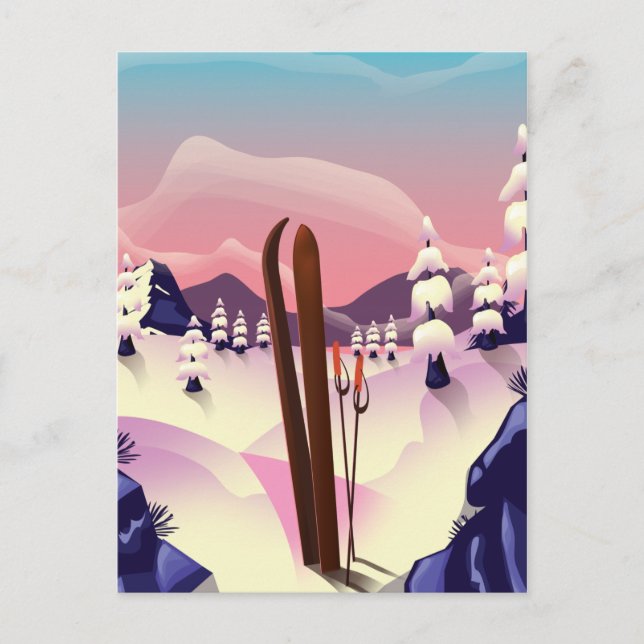 Postal Póster vintage de esquí (Anverso)