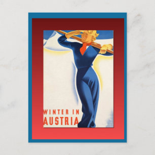 Postal Poster Vintage de esquí, Austria