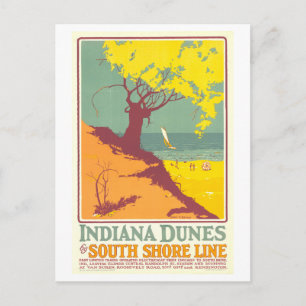 Postal Póster vintage de Indiana Dunes South Shore Line