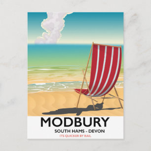 Postal Póster vintage de la costa de Modbury Devon