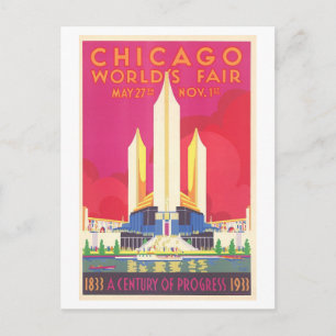 Postal Póster Vintage de la Feria Mundial de Chicago (193