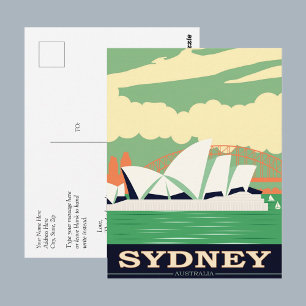 Postal Póster vintage de la Ópera de Sydney, tu mensaje