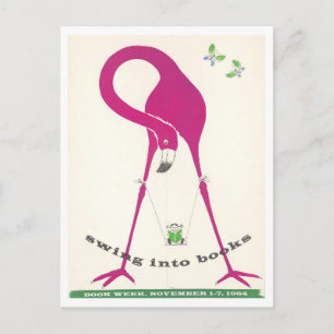 Postal Póster vintage de la Semana del Libro "Swing Into