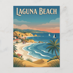 Postal Póster Vintage de Laguna Beach California Costera