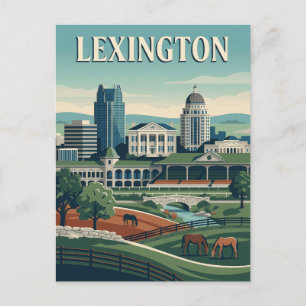 Postal Póster Vintage de Lexington Kentucky Horse Country