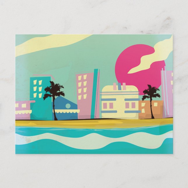 Postal Póster vintage de Miami de los años 80 (Anverso)