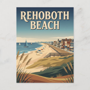 Postal Póster vintage de Rehoboth Beach Delaware Boardwal